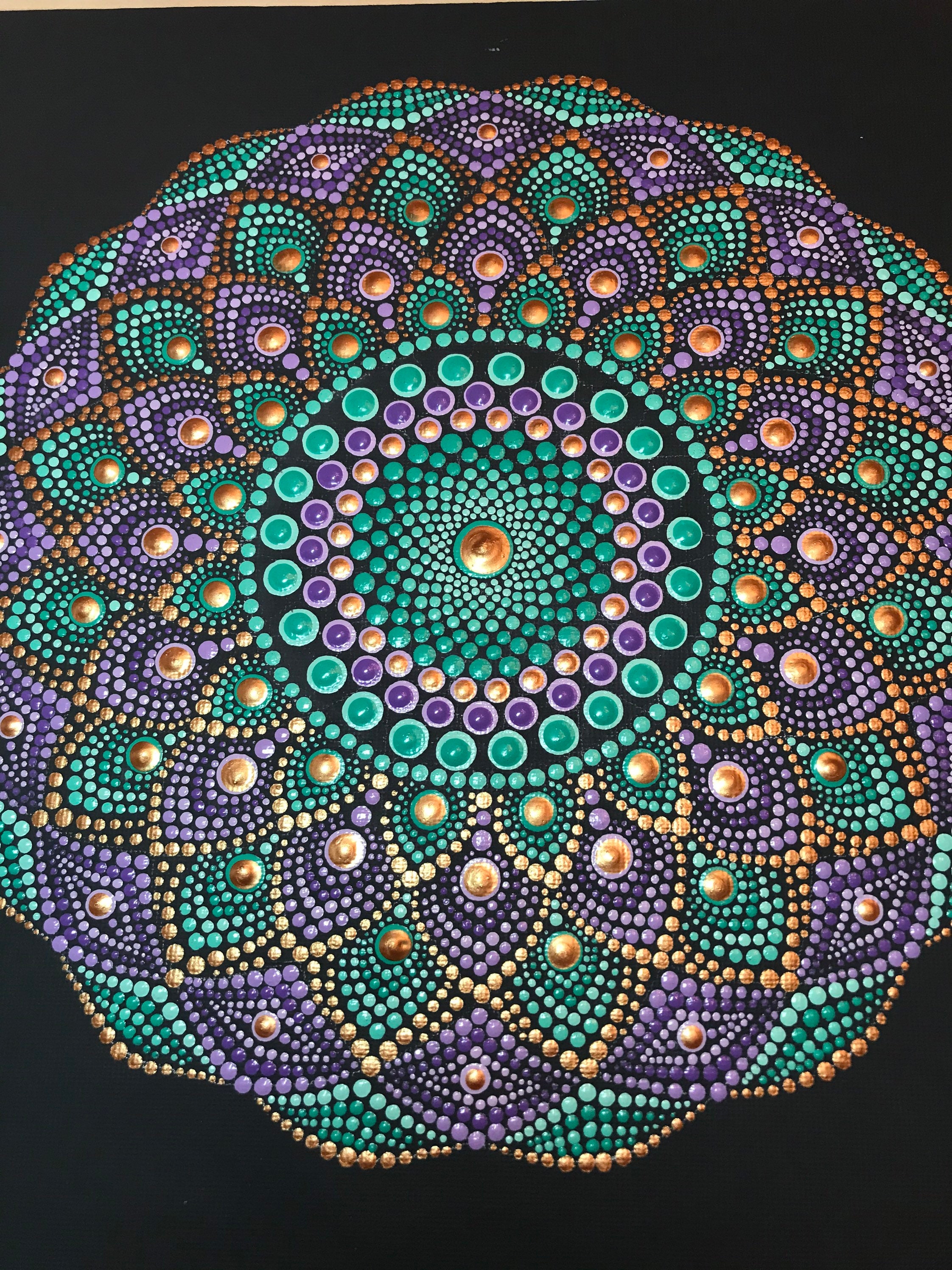 12 x 12 Mandala painting canvas panel Etsy