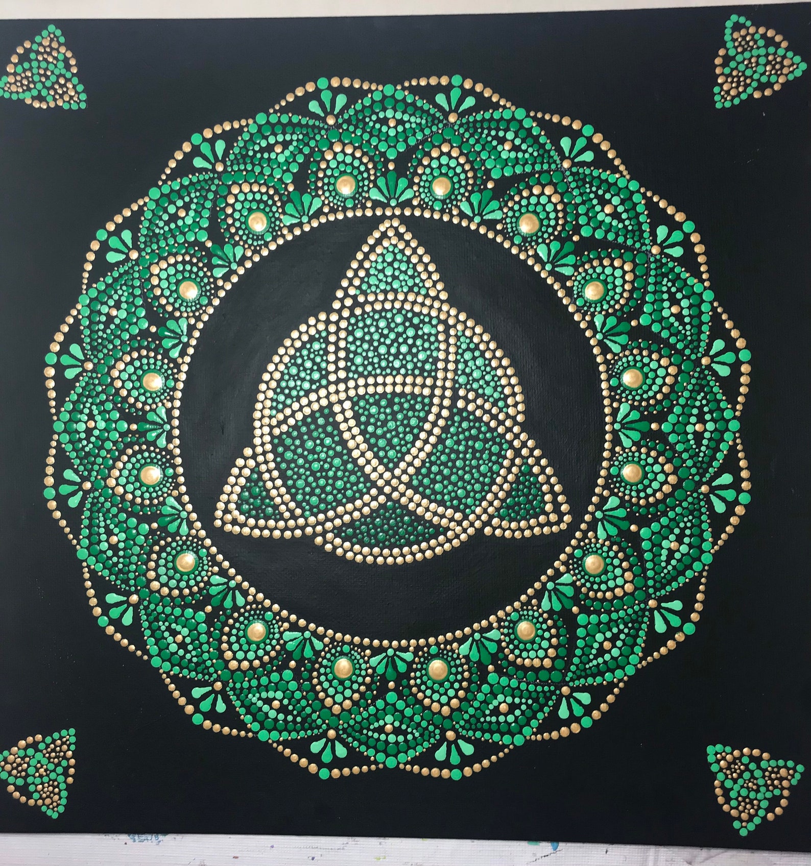 Irish Celtic dot art mandala painting 12x12 canvas panel Etsy