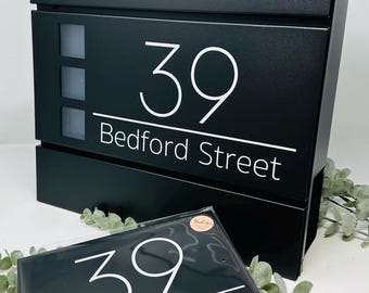 Contemporary postbox, Personalised Post Box, lockable post box, grey post box, modern post box. Black grey post box, New home christmas gift