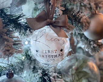 First Christmas Baby's Personalised Bauble Santa 1st Xmas Gift Decor New Baby Gift, Christmas Gift, New Home, First Christmas Gift