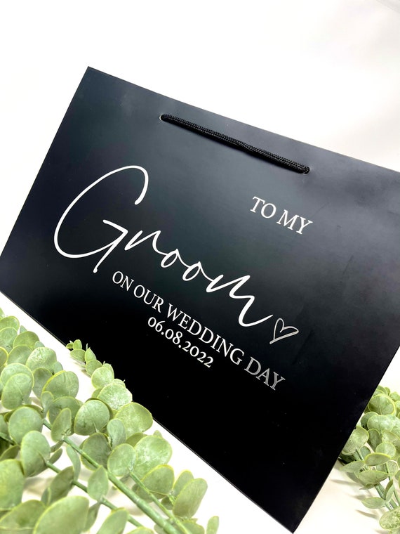 Personalised Large Groom gift bag. To my groom on our wedding day. Husband to be. Wedding. Bride, Personalised Groom Gift Bag
