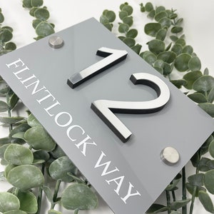 House door sign, acrylic house number door sign personalised mirrored 3D house number sign A5 mirror sign