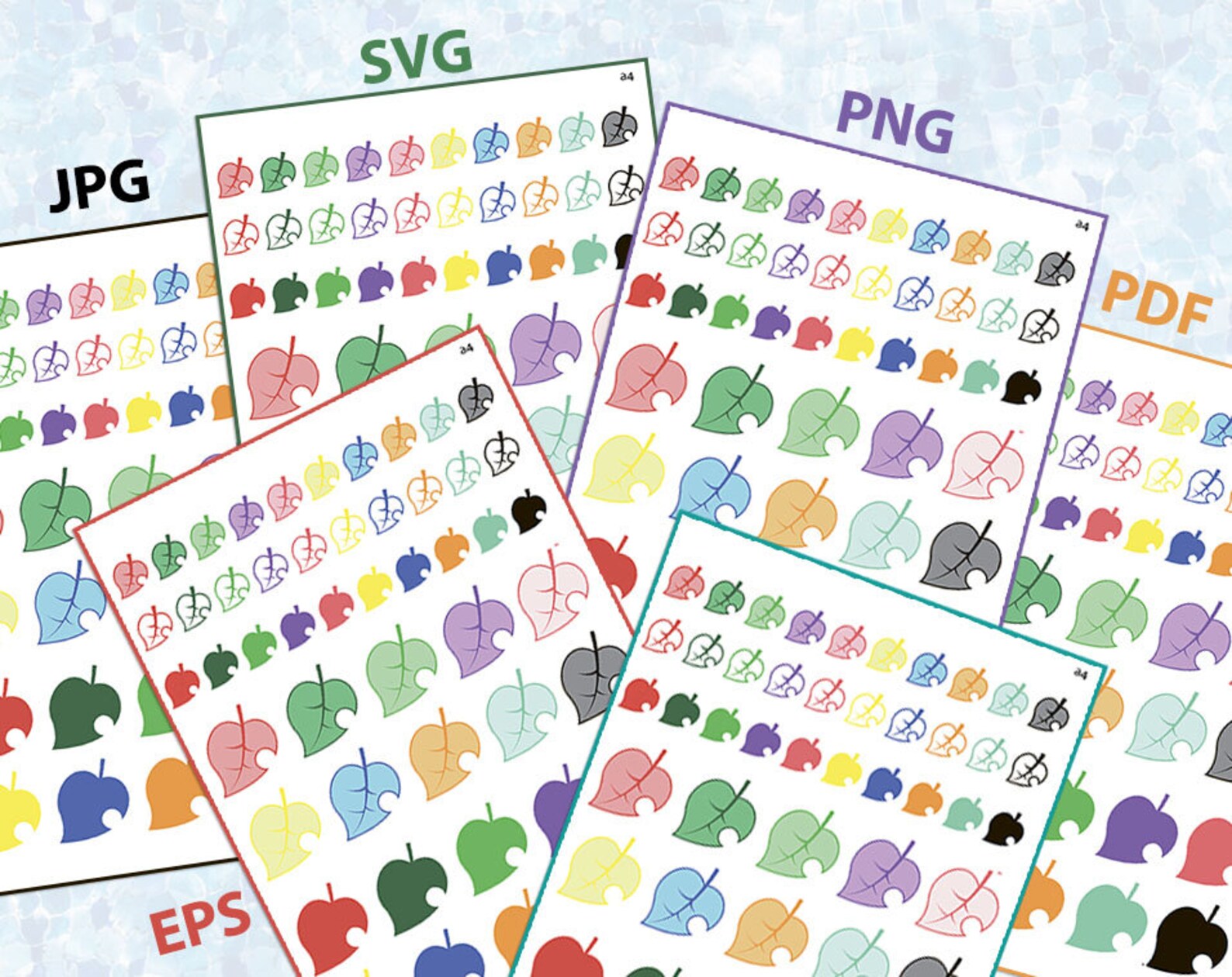 Animal Crossing SVG Leaf Set PDF PNG Jpeg Eps Files for | Etsy