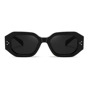 Cosmo Chic Black Acetate Sunglasses – Geometric Rectangular Designer Womens Sunglasses