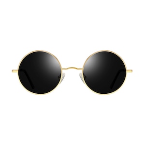 Dolores 60s Vintage Style Gold Rimmed Round Polarized Mens and Womens Sunglasses