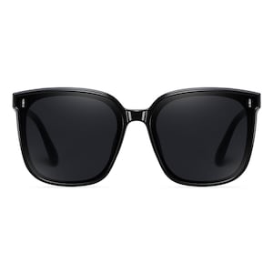 Minimalist Square Oversized Polarized Black Sunglasses for Women and Men