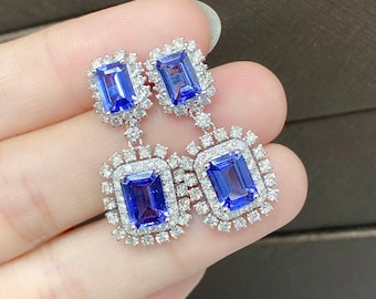 40% OFF Liquidation Clearance!Accepting Best Offers! NWT 9,939 Rare Magnificent 18KT Gold Gorgeous Lrg 7CT Tanzanite Diamond Dangle Earrings