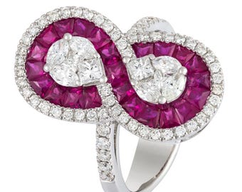 50% OFF Last Call Sample Liquidation Clearance!!! NWT 15,000 Rare Magnificent 18KT Large Ruby Diamond  Ring