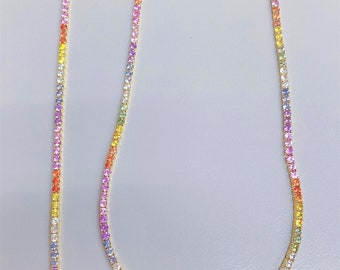 50% Clearance! Accepting Best Offers!! NWT 19,907 25CT 18KT Gold Rainbow Gorgeous Sapphire Matching Necklace and Bracelet Set