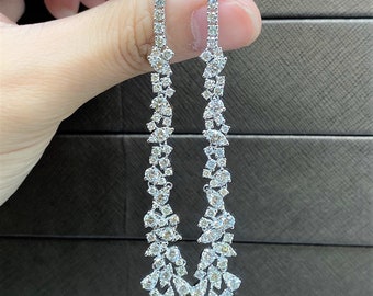 50% Off Special Liquidation Clearance! Accepting Best Offers! NWT 22,149 Rare 18KT Gold 5.85CT Fancy Draping White Diamond Dangle Earrings