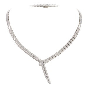 50% OFF Special Sample Liquidation Clearance!! Brand NWT 37,500 Extremely Rare 18KT Gold Fancy Diamond Serpent Snake Necklace
