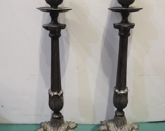 60% Liquidation Clearance! Accepting Best Offers! 3,500 Pair of Rare Estate One of a Kind Bronze Frog Leg  Candlesticks from NYC Estate