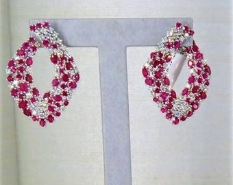 60% OFF Emergency Liquidation Clearance!!!! Accepting Best Offers!! NWT 35,000 Rare 18KT Gold Rare Fancy Exquisite Ruby and Diamond Earrings