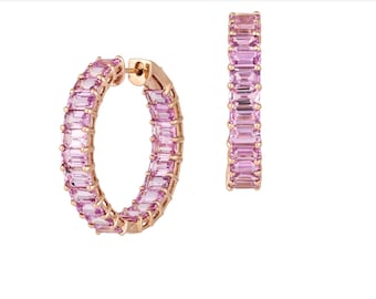 50% KORTING op liquidatieopruiming!! Beste aanbiedingen accepteren!! NWT 15.000 zeldzame prachtige 18 kt gouden fancy glinsterende roze saffieroorbellen