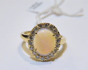 50% Off Special Liquidation Clearance!! Accepting Best Offers!! NWT 7,800 Rare 18KT Gold Large Opal Round Diamond Ring