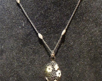 30% OFF Sample Liquidation Clearance! Accepting Best Offers NWT 4,800 Gorgeous Fancy Glittering White Sapphire Black Spinel Pendant Necklace