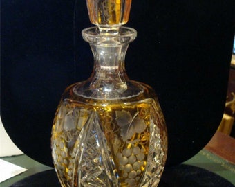 60% Liquidation Clearance!! Accepting Best Offers! 4,500 Rare 19THC Baccarat Style Heavy Hand Cut Amber Crystal French Etched Glass Decanter