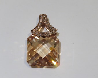 40% Off Clearance!!!! 500 Rare Designer Style Estate 18KT Heavy Gold Overlaid Sterling Silver Citrine Color CZ Ring