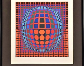 50% OFF Liquidation Clearance!!! Accepting Best Offers 15,000 Beautiful Important Original Artist Proof Framed 3D Victor Vasarely Serigraph