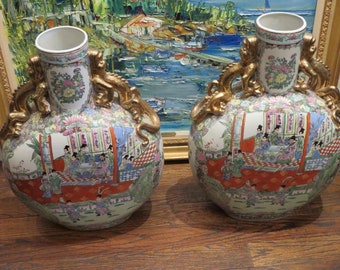 60% Off Liquidation Clearance!! Accepting Best Offers!! 5,500 Rare Important 1900's Chinese Qianlong Style Handpainted Porcelain Vases