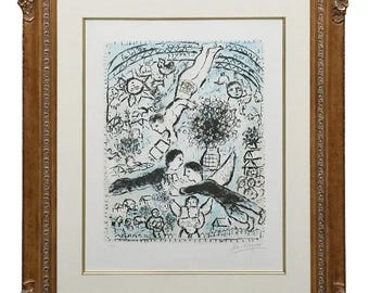 Special!! 175,000 Rare Important Original Handsigned Marc Chagall King Angels Lithograph Etching Only 50 pieces ever made Paris!!!