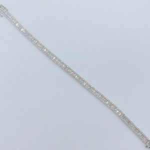 50% Off Special Liquidation Sample Clearance! Accepting Best Offers! NWT 9,929 Rare Important 18KT Gold Trillion Cut Diamond Tennis Bracelet