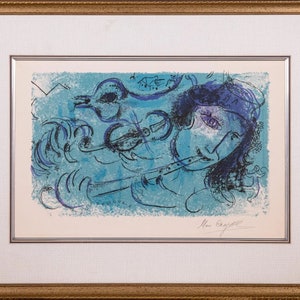 65% OFF Special Liquidation! Accepting Best Offers! 48,000 Beautiful Rare Original MARC CHAGALL Signed and Numbered Lithograph Flute Player