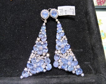 50% Off Liquidation Clearance!!! Accepting Best Offers!! NWT 48,900 18KT Gold Gorgeous Fancy Rare Fancy Sapphire Cabochon Diamond Earrings