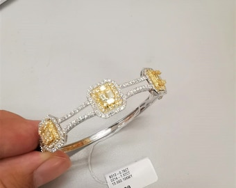 40% Off Emergency Clearance Liquidation!! Accepting Best Offers!! NWT 9,829 Rare 18KT Gold Fancy Cut Diamond Cuff Bangle Bracelet