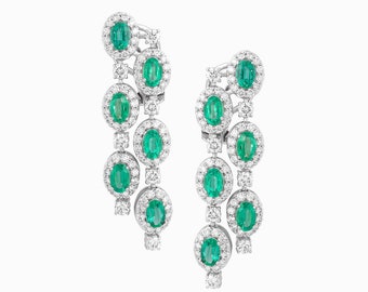 50% OFF Special Liquidation Sample Clearance! Accepting Best offers!!! NWT 25,000 18KT Gold Gorgeous Fancy Emerald Diamond Dangle Earrings