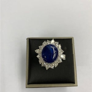 ¡60 % DE DESCUENTO en la liquidación de muestras de última llamada! Precioso anillo de diamantes de 16 quilates con zafiro birmano natural GIA de 18 quilates, extremadamente raro, por valor de 85 000 NWT