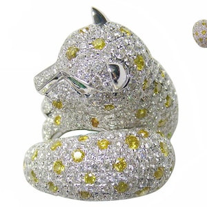 60% Off Emergency Liquidation Clearance!! Accepting Best Offers!! NWT 46,012 Rare 18KT Gold 8CT Gorgeous Fancy Yellow Diamond Panther Ring