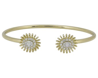 40% Off Emergency Clearance Liquidation!! Accepting Best Offers!! NWT 4,750 18KT Yellow Gold Fancy Sunray Diamond Bangle Bracelet