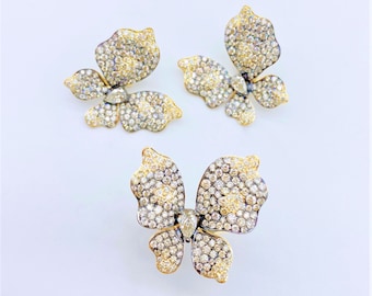 50% OFF Last Call Sample Liquidation Clearance!! Accepting Best Offers!! NWT 26,448 18KT Gold Rare Large Diamond Butterfly Earrings Ring Set