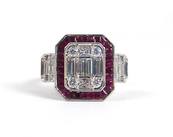 50% OFF Emergency Liquidation Clearance!! Accepting Best Offers!! 27,500 Rare Important 18KT Venetian Art Deco Gorgeous Diamond Ruby Ring