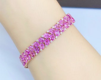 50% Off Liquidation Clearance!! Accepting Best Offers! NWT 21,439 Rare 18KT Gold Fancy 31CT Oval Glittering Pink Sapphire Diamond Bracelet