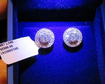 50% OFF Last Call Liquidation Sample Clearance!!! NWT 5,500 Rare Important 18KT White Gold Gorgeous Fancy Diamond Spin Stud Earrings
