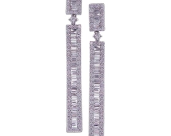 60% OFF Liquidation Clearance! Accepting Best Offers! NWT 33,686 Rare 18KT Gold Fancy Draping White Diamond Baguette Dangle Earrings