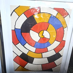 Important Extremely Rare Original Signed Deluxe Alexander Calder Colored Spiral Lithograph Etching