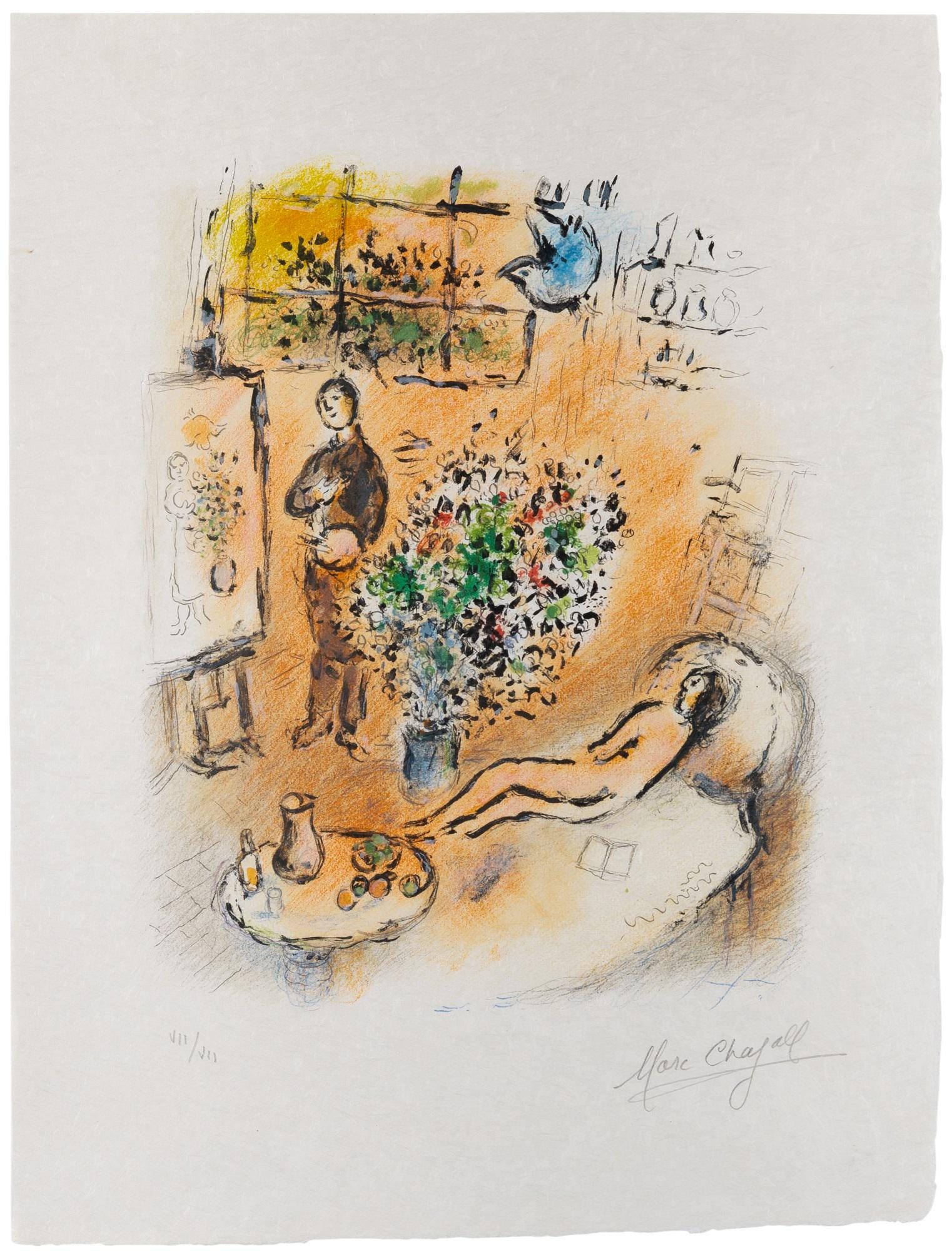 Rare Important Orig Deluxe Marc Chagall Painter Studio Artist