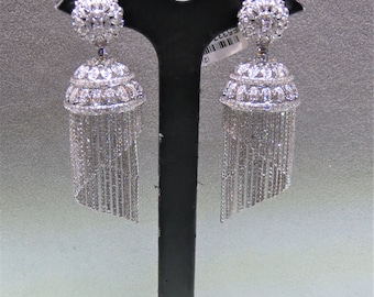 60% Off Liquidation Clearance!! Accepting Best Offers! NWT 60,500 Magnificent 18KT Gold Large Fancy Cascading Fringe Diamond Drape Earrings