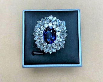 60% OFF Holiday Clearance!Accepting Best Offers!NWT 42,000 Rare Important and Magnificent 18KT Gold Large 8.60CT Blue Sapphire Diamond Ring