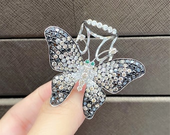 40% Liquidation Clearance! Accepting Best Offers Before It Goes! NWT 9,959 18KT Gold Gorgeous 5CT Black Diamond White Diamond Butterfly Ring