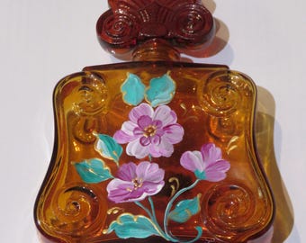 500 Estate French Stained Glass Handpainted Limited Edition Paris Perfume Bottle
