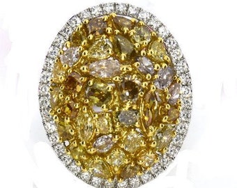 60% Off Emergency Liquidation!! Accepting Best Offers!! NWT 23,869 Rare 18KT Gold 4.20CT Fancy Yellow Cognac Diamond Ring