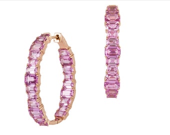 60% KORTING op liquidatieopruiming !! NWT 16.000 zeldzame prachtige 18 kt gouden fancy glinsterende roze saffier ringoorbellen