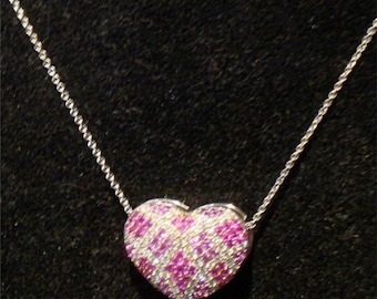 Special Liquidation Clearance! Accepting Best Offers!! NWT 4,800 Rare 18KT Gorgeous Large Fancy Ruby, Pink Sapphire Diamond Pendant Necklace