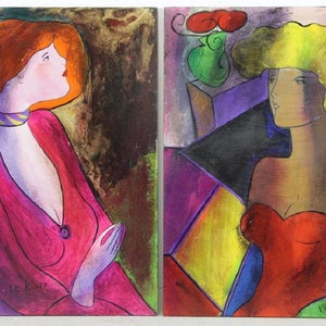 50% Off Special Liquidation! Accepting Best Offers! 18,000 Rare Lovely Large Pair of Orig Park West Gallery Painting of Women Linda Le Kinff