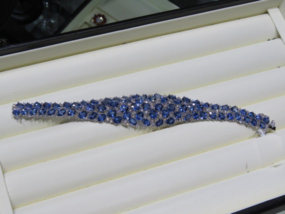 60% Special Liquidation Clearance!! NWT 93,000 18KT 50CT Fancy Ceylon Sapphire Diamond Bracelet
