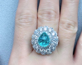 60% OFF Liquidation Clearance!!! Accepting Best Offers!!! NWT 40,000 Rare 18KT Gold Gorgeous Large 8CT Paraiba Tourmaline Diamond Ring